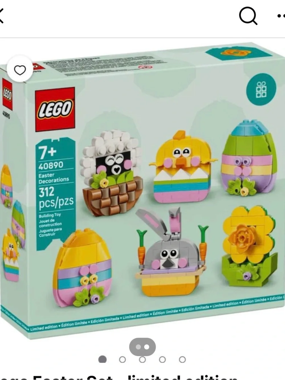 Lego Spring Bunny & Chick Building Toy Set - Pink, Yellow, Gray